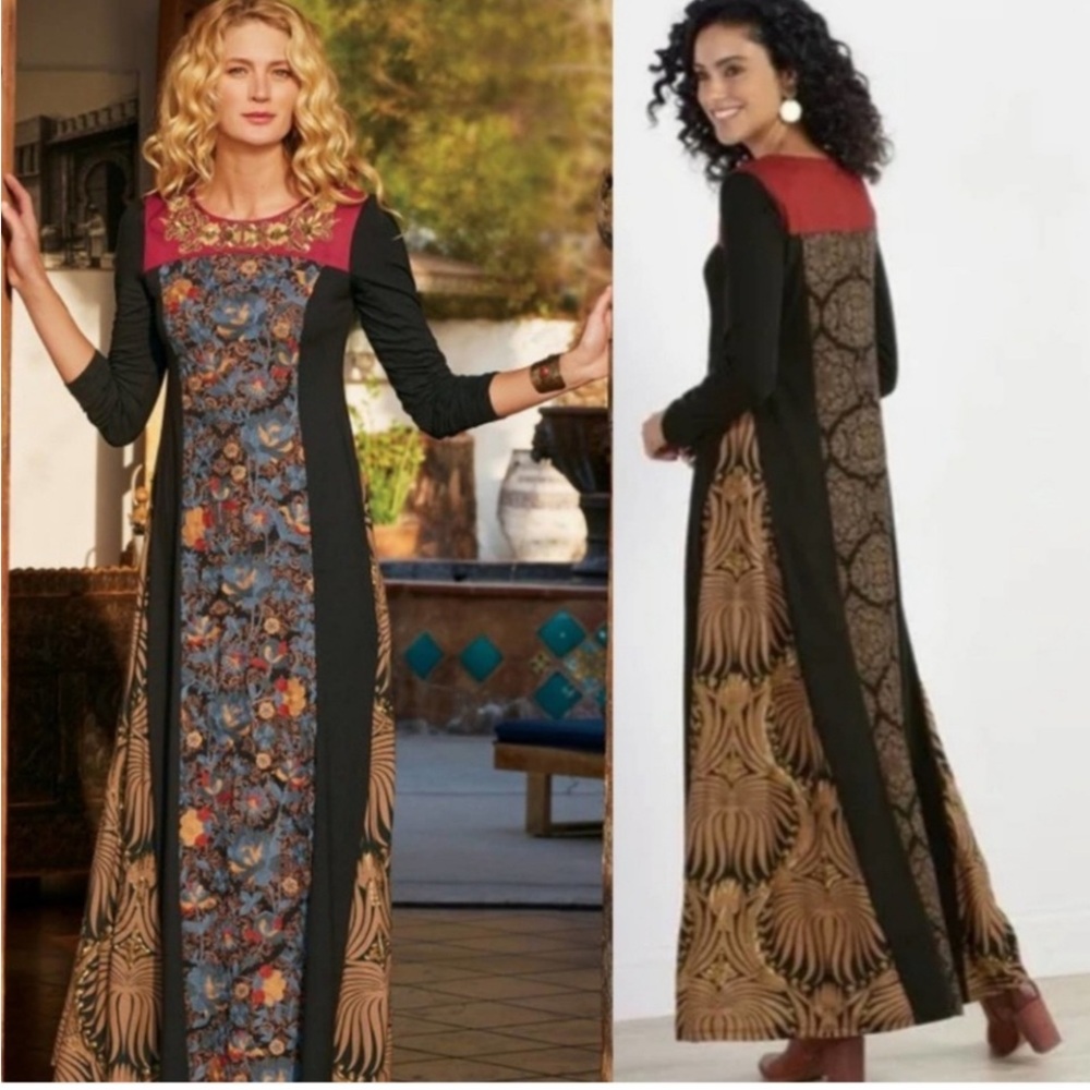 Soft Surroundings Floral and Geometric Long Sleeve Dress